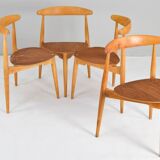 FH4103 Heart dining chairs by Hans Wegner for Fritz Hansen, Denmark 1950s