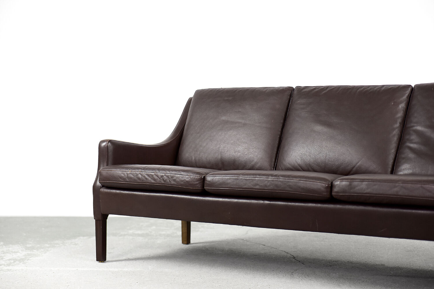 Mid-Century Modern Vintage Danish 3-seater Chocolate Leather Sofa, 1960s