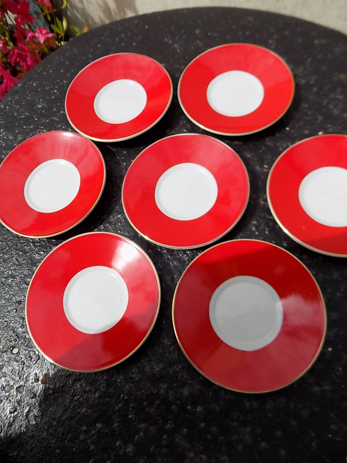 Striped cups and saucers