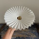 Vintage suspension lamp in serrated white opaline