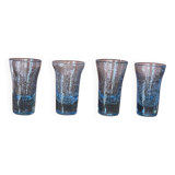 Lot de 4 verres soufflé bleux.