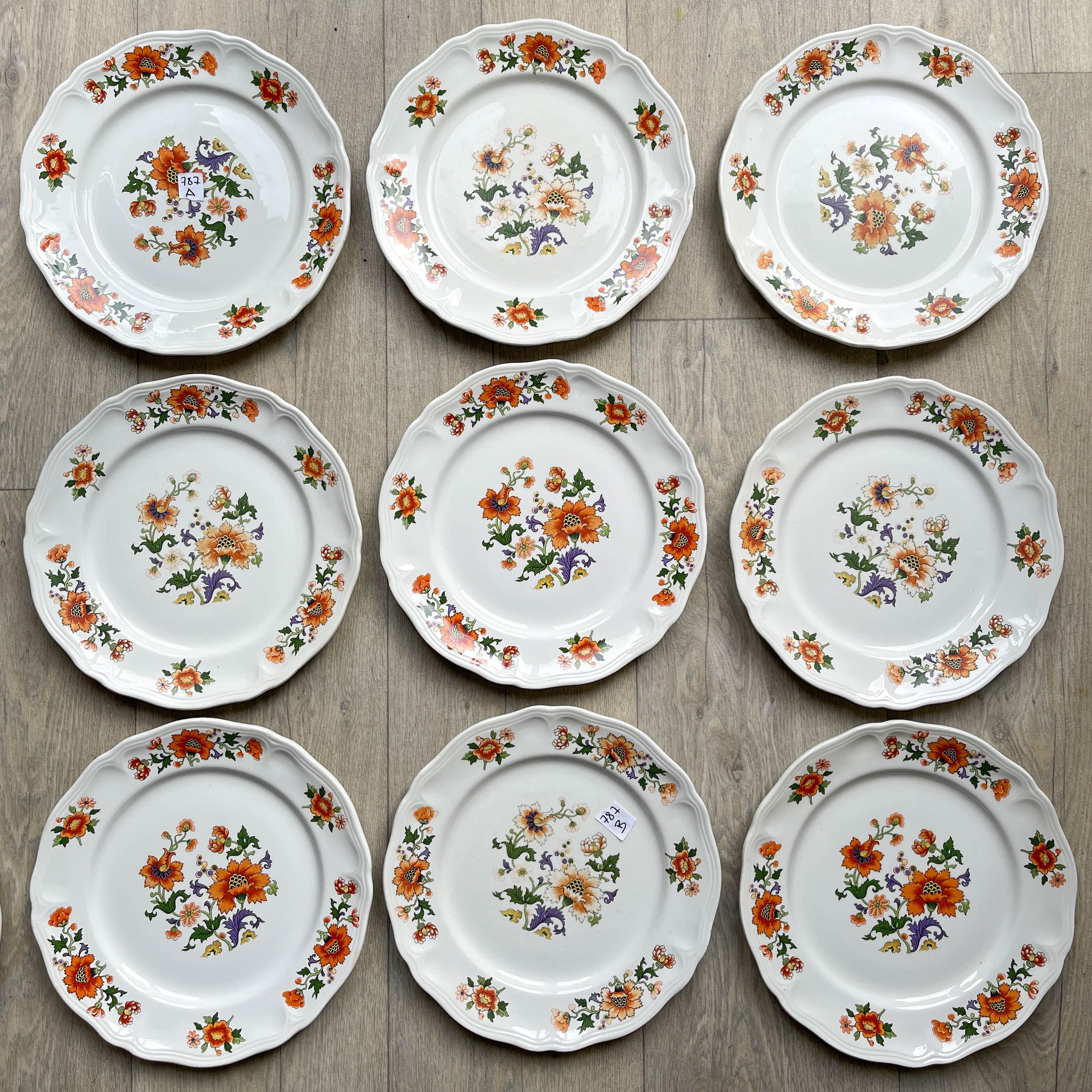 Table service in vintage earthenware Mills of Wolves "ORCHIES" 44 pieces