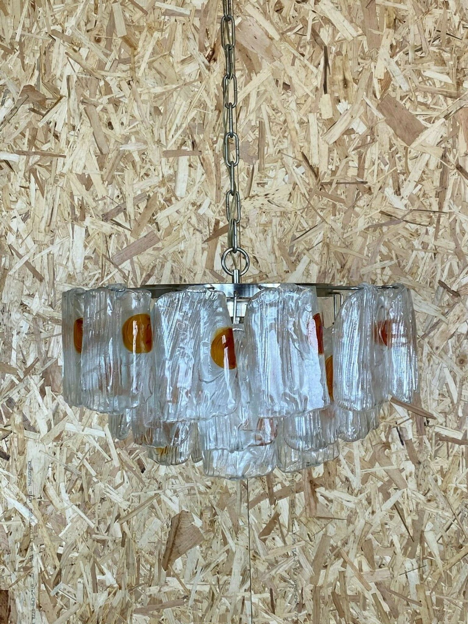 XL 60s 70s Murano Glass Chrome Chandelier Chandelier Glass Space Age 60s v