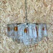 XL 60s 70s Murano Glass Chrome Chandelier Chandelier Glass Space Age 60s v