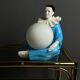Mid-century Italian Pierrot table lamp in blue ceramic, 1960s.