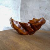 Swedish popular art Very large bowl in dark and curly birch, 1960s