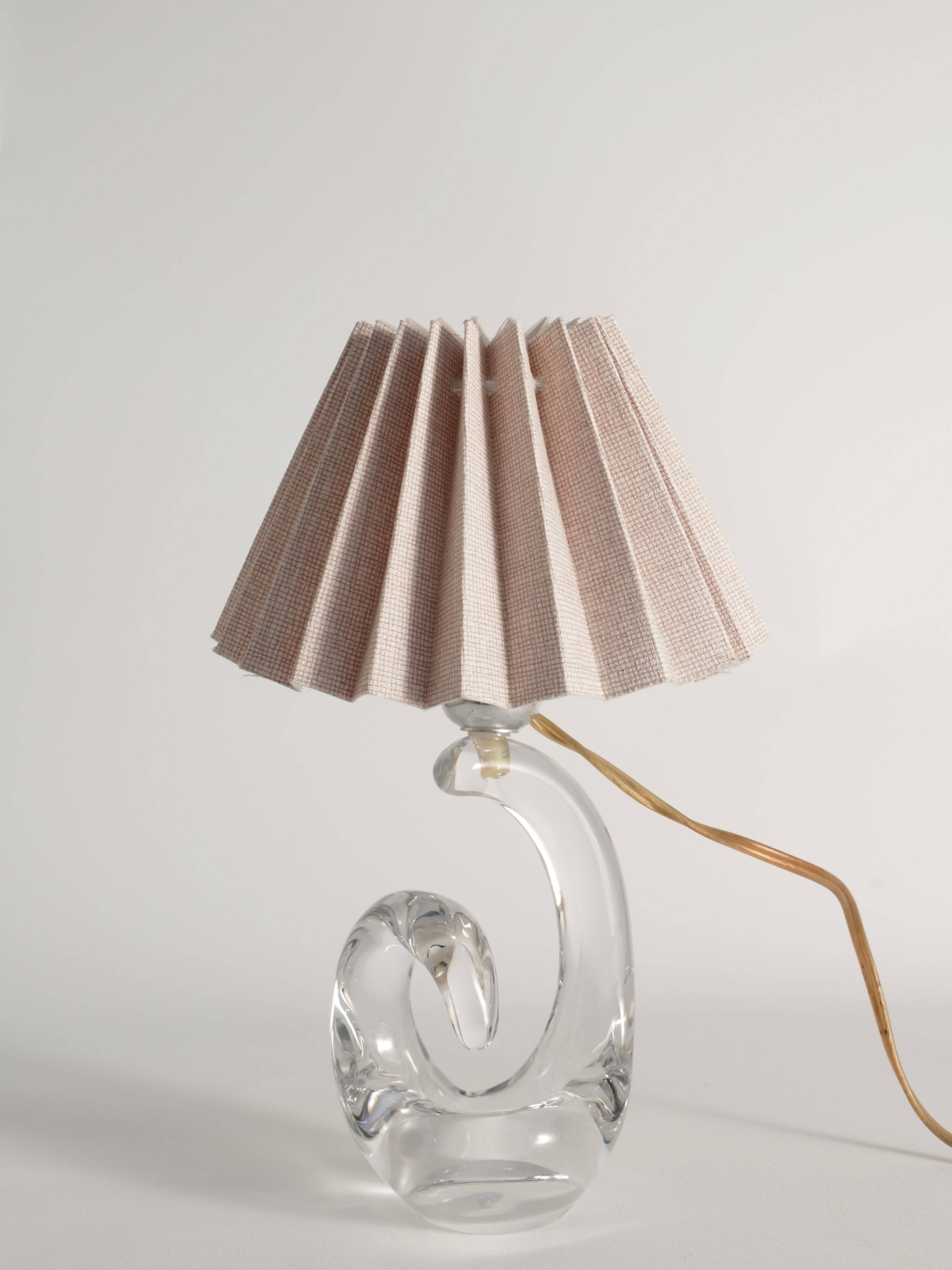 Sculptural Clear Crystal Glass Table Lamp by Schneider, France, 1950s