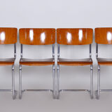 Set of four bauhaus beech chairs, restored, germany, 1930s
