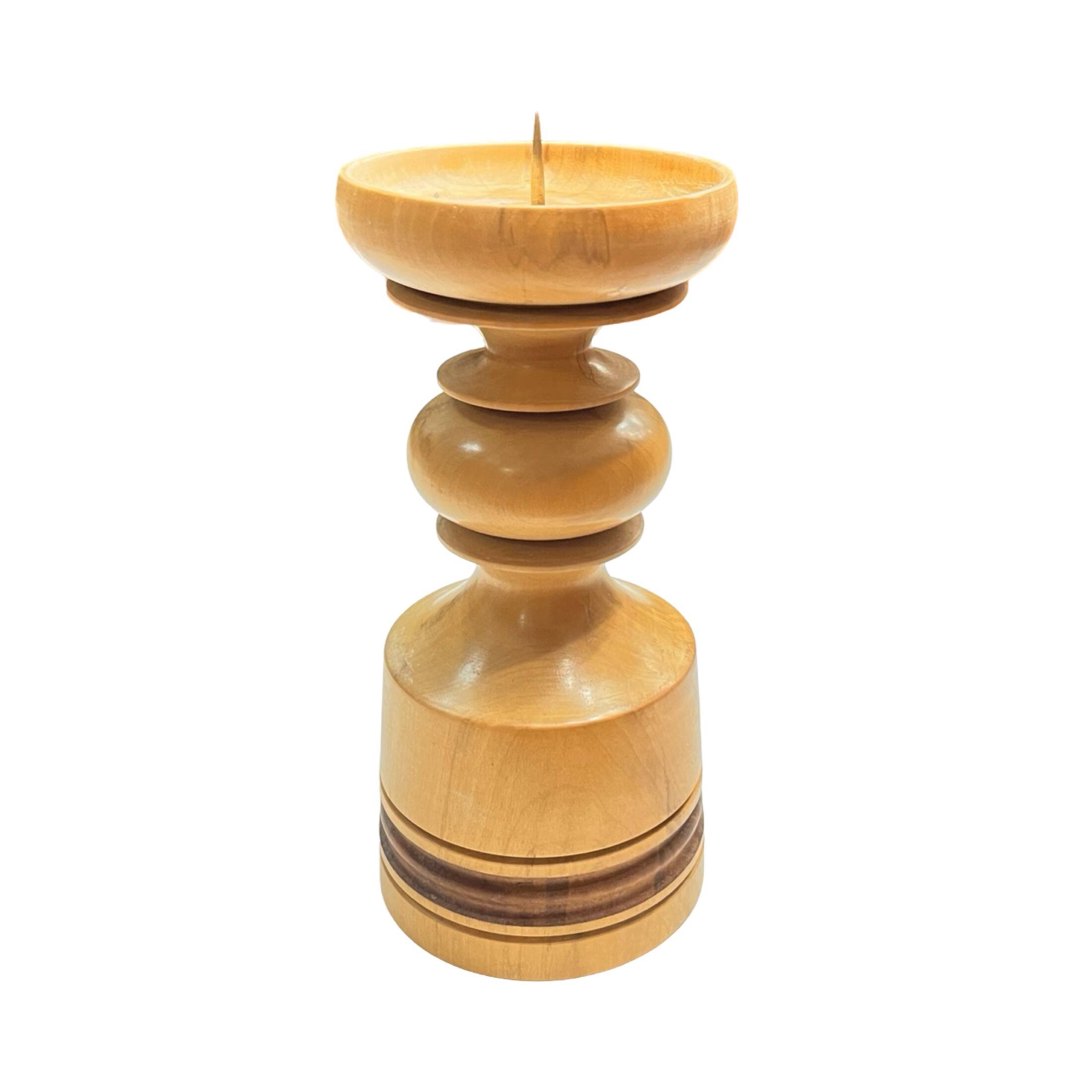 Large, turned wooden candlestick, Belgium, 1970s.