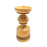Large, turned wooden candlestick, Belgium, 1970s.