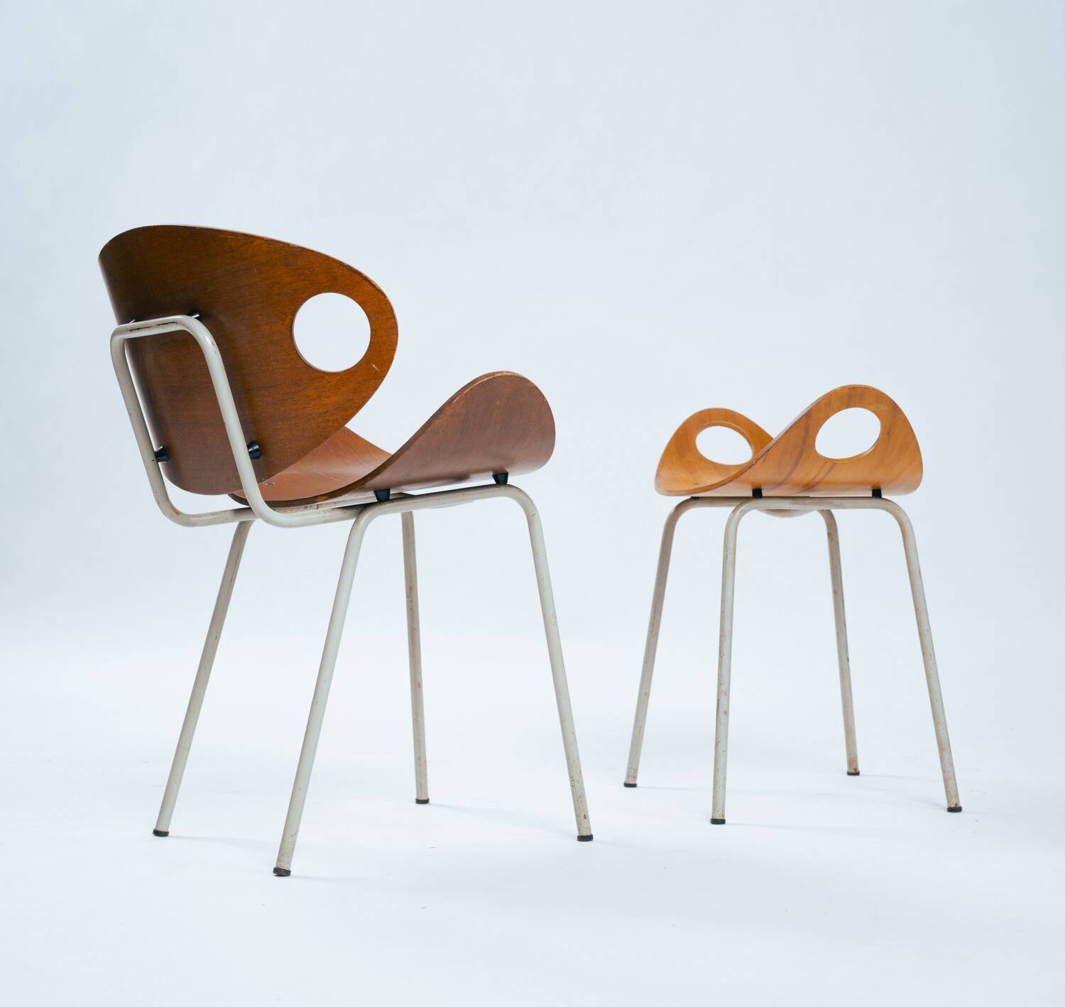 Olof Kettunen Chair and Stool for Merivaara, Finland 1950s