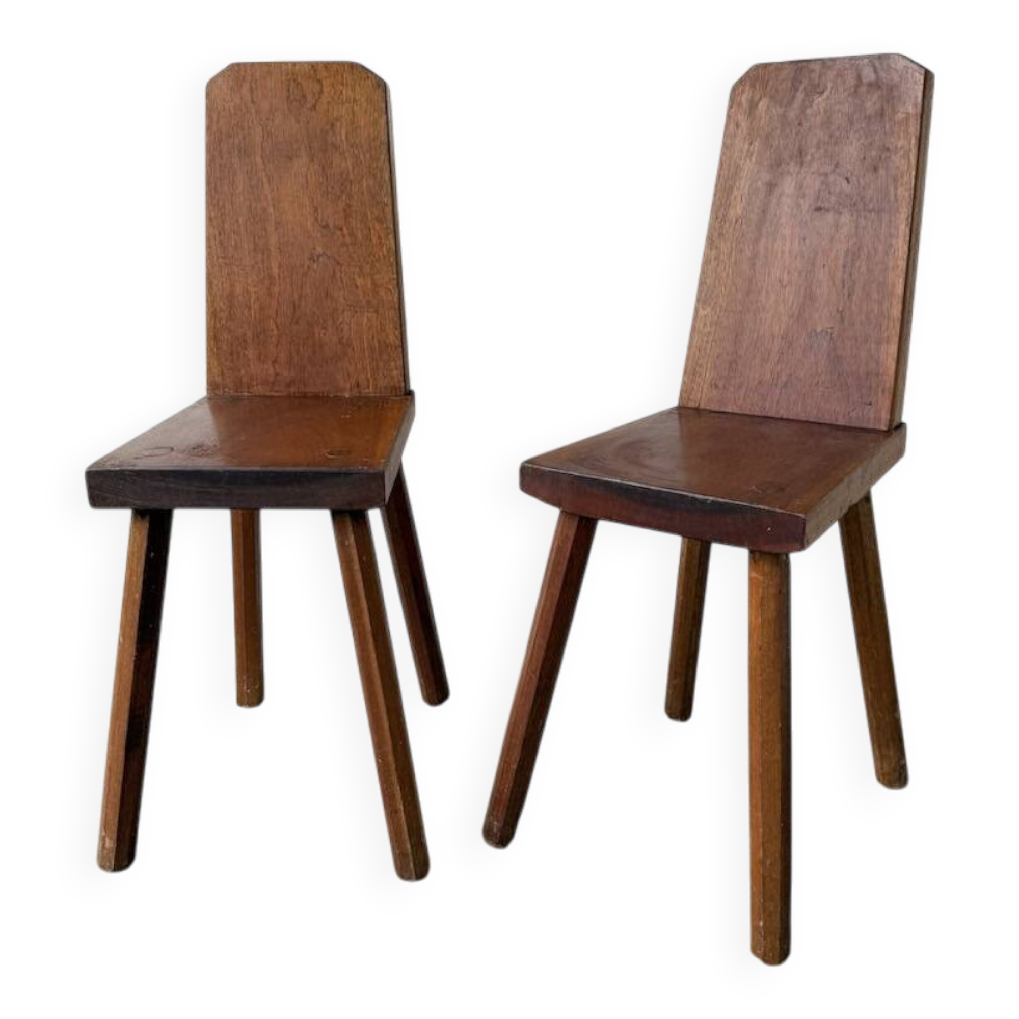 Paire de chaises brutaliste en chêne 1950