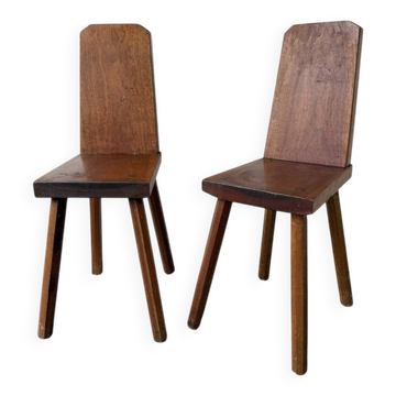 Brutalist pair of oak chairs from the 1950s.