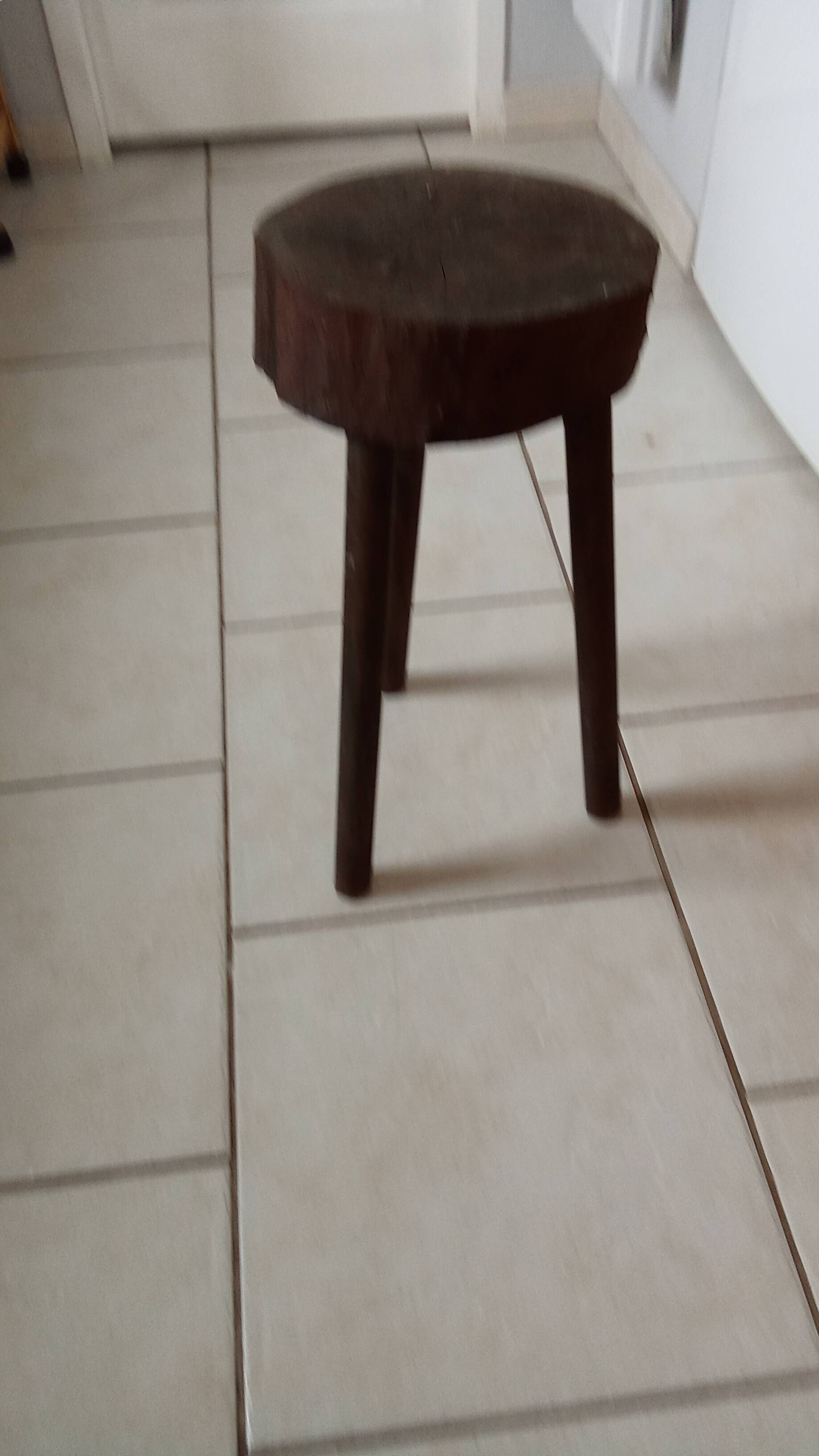 Vintage brutalist wooden stool
