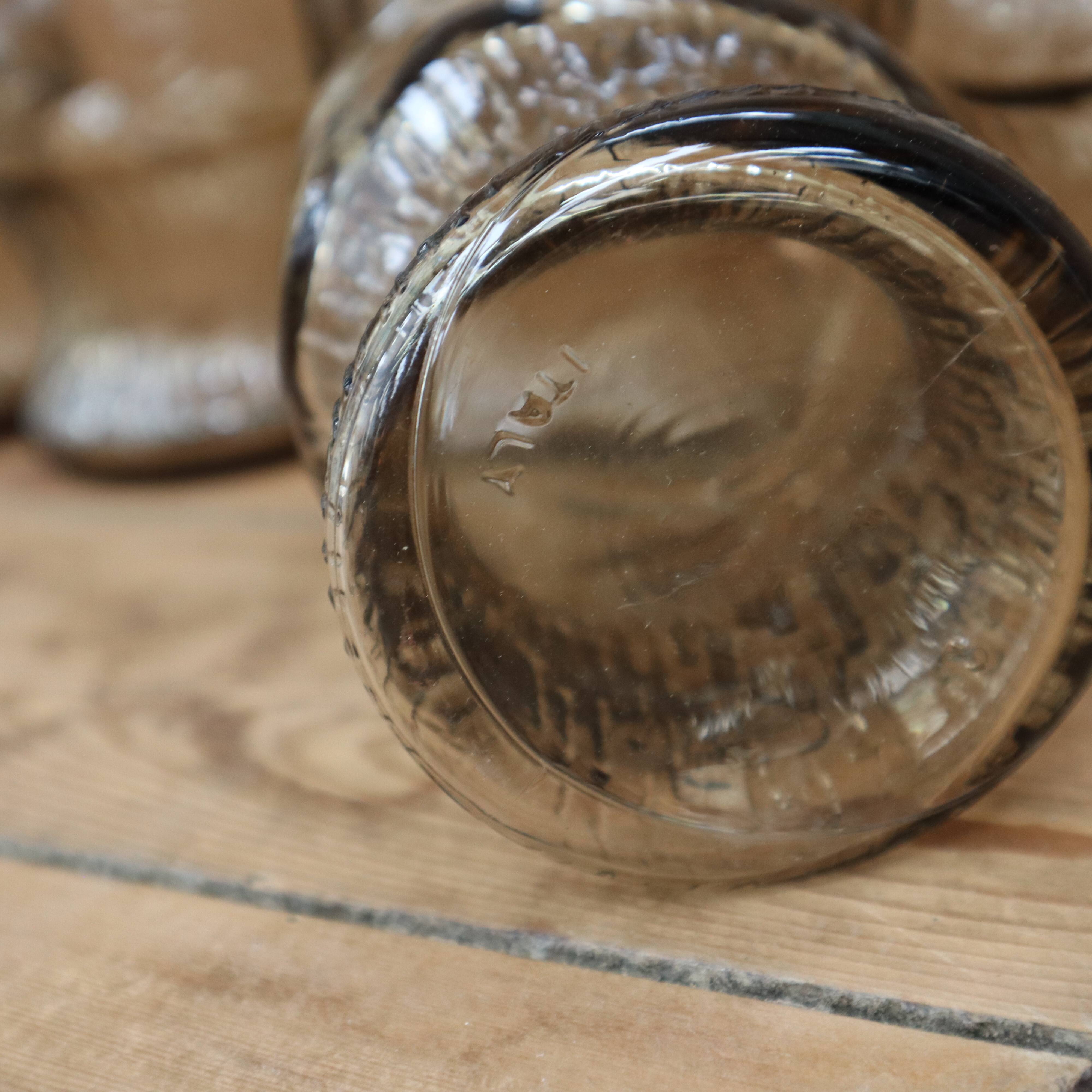 Set of 6 orangeade glasses Fidenza Italy vintage 70's, fruit patterns