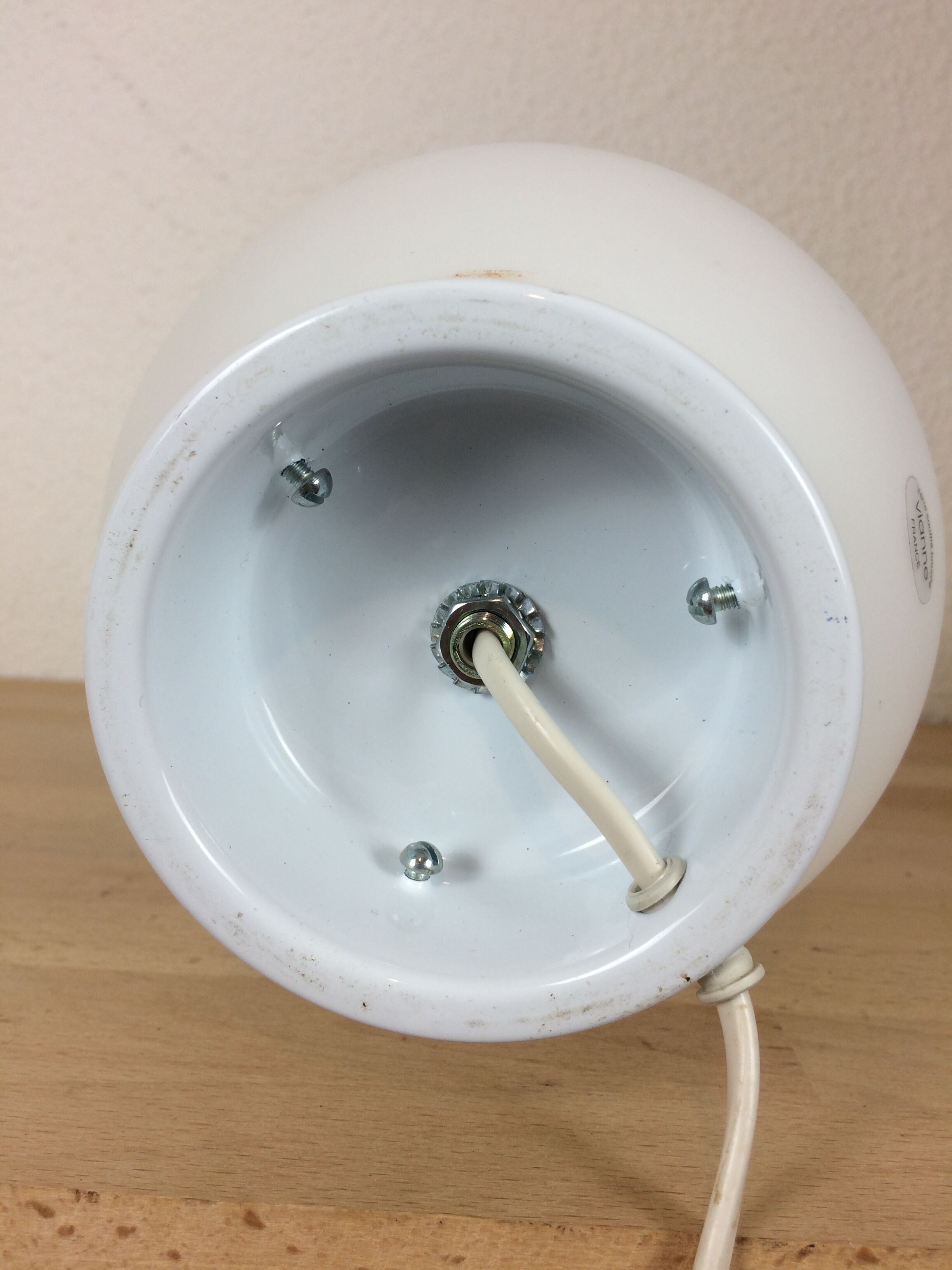 White Domec egg lamp, Vianne glass, 70s
