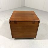 Salin Nyborg teak storage box side table on wheels, Denmark 1960’s