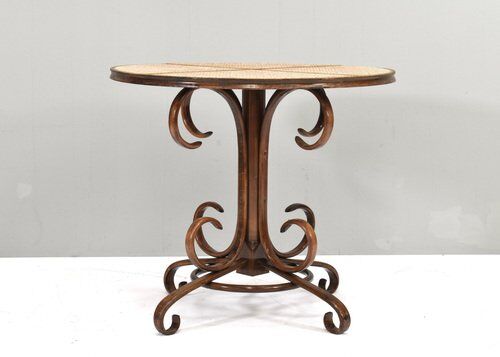 Bistro dining table in bentwood and cane from Alvar Aalto by Thonet