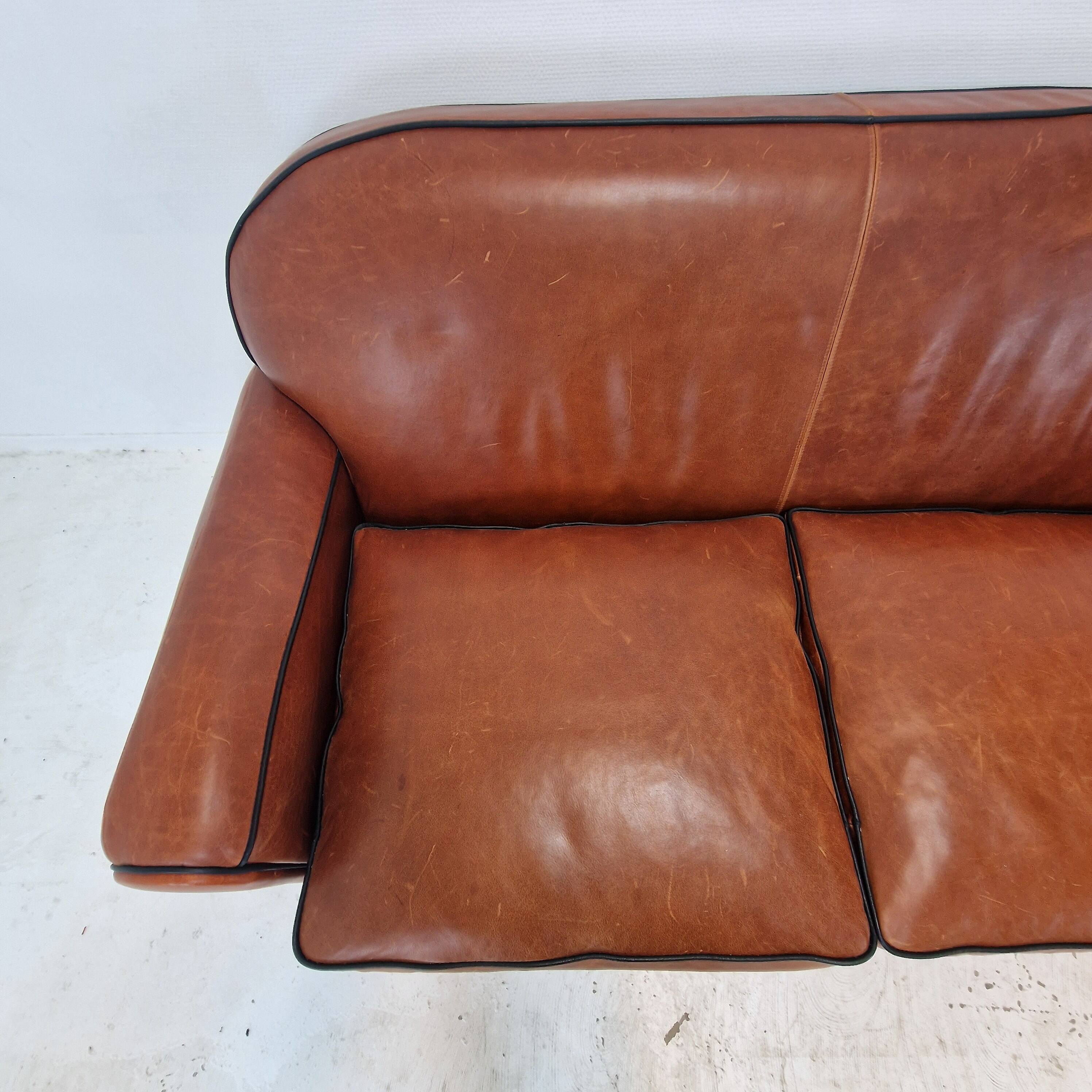Set of 2 Club Chairs and 1 Sofa in Saddle Leather by Jan Frantzen, Netherlands