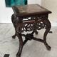 Carved Chinese table + marble – 35x35x50 cm