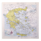 Old map Greece Crete 43x43cm from 1950