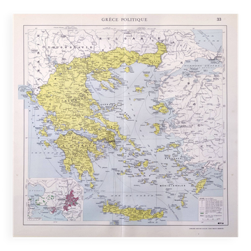 Old map of Greece, Crete 43x43cm from 1950