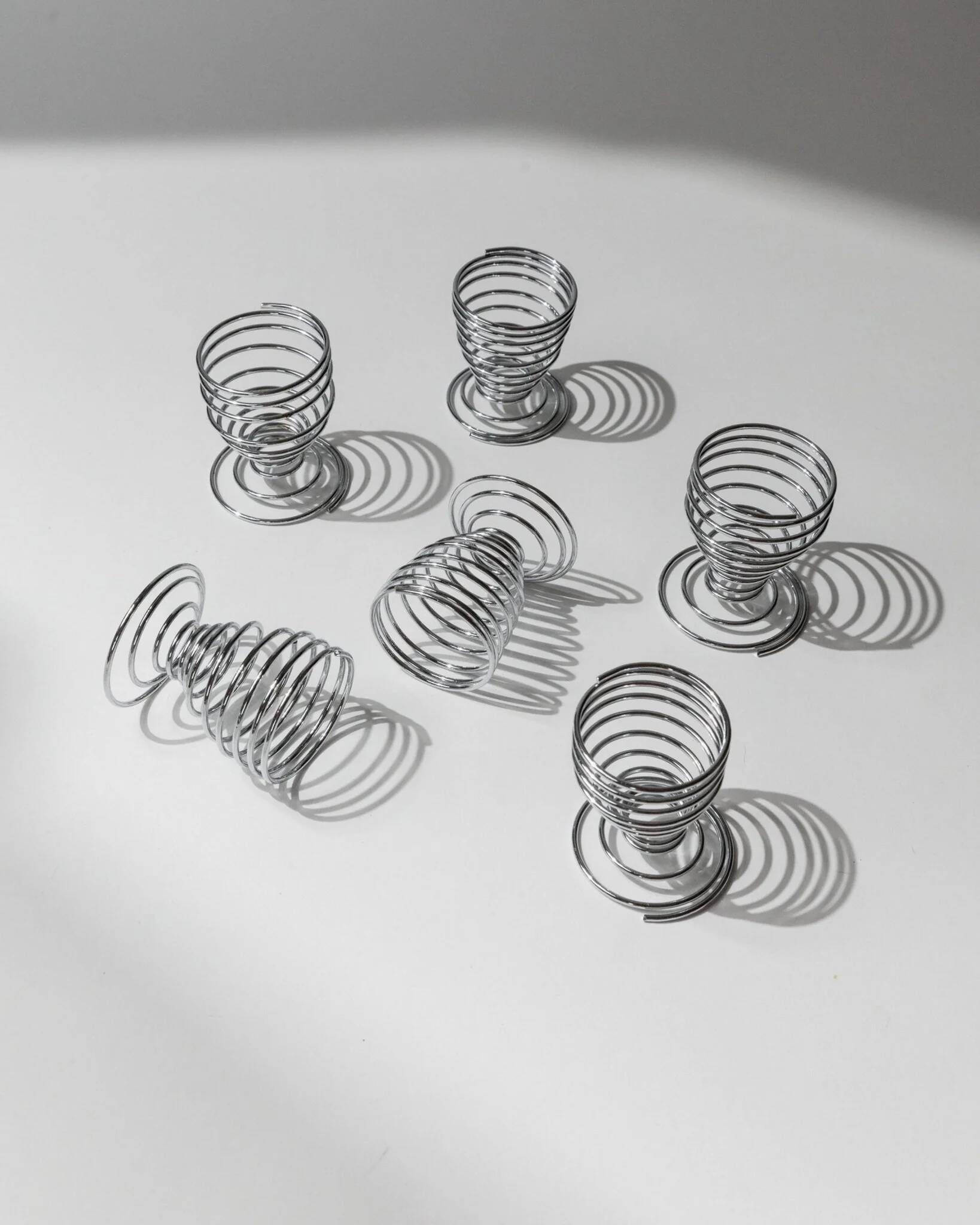 Lot de 6 coquetiers vintage - spirale en métal chromé, design Space Age intemporel, Italie années 1970 - idée cadeau, décoration de table rétro et élégante