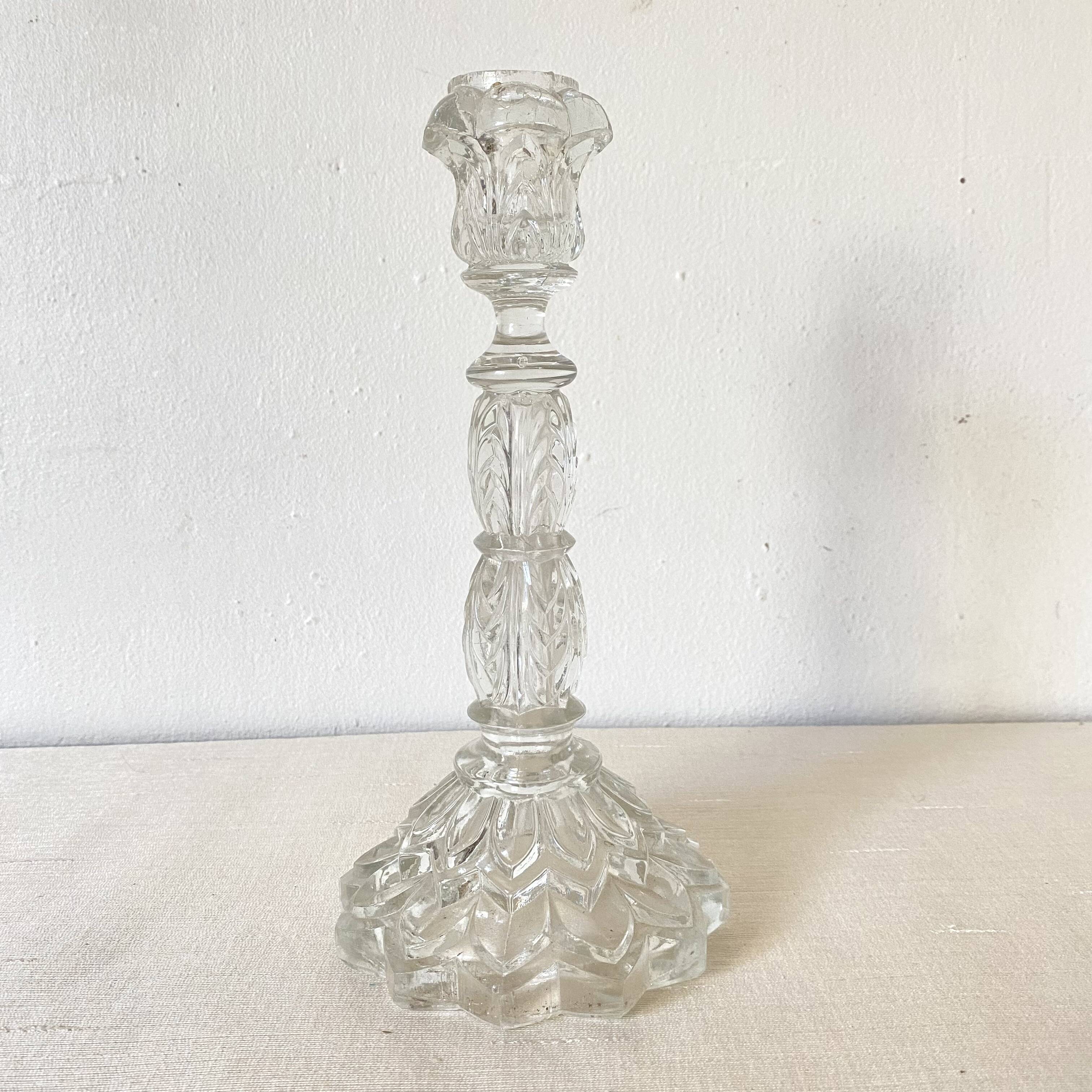 Molded glass candle holder 24 cm
