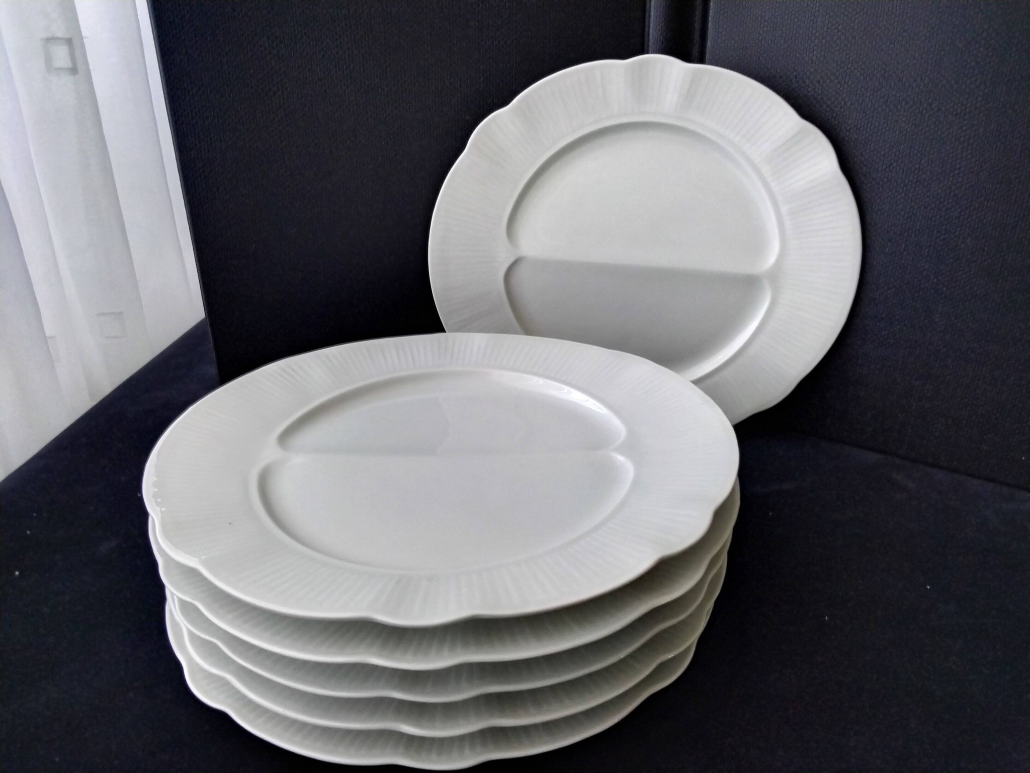 6 pillivuyt white porcelain asparagus plates