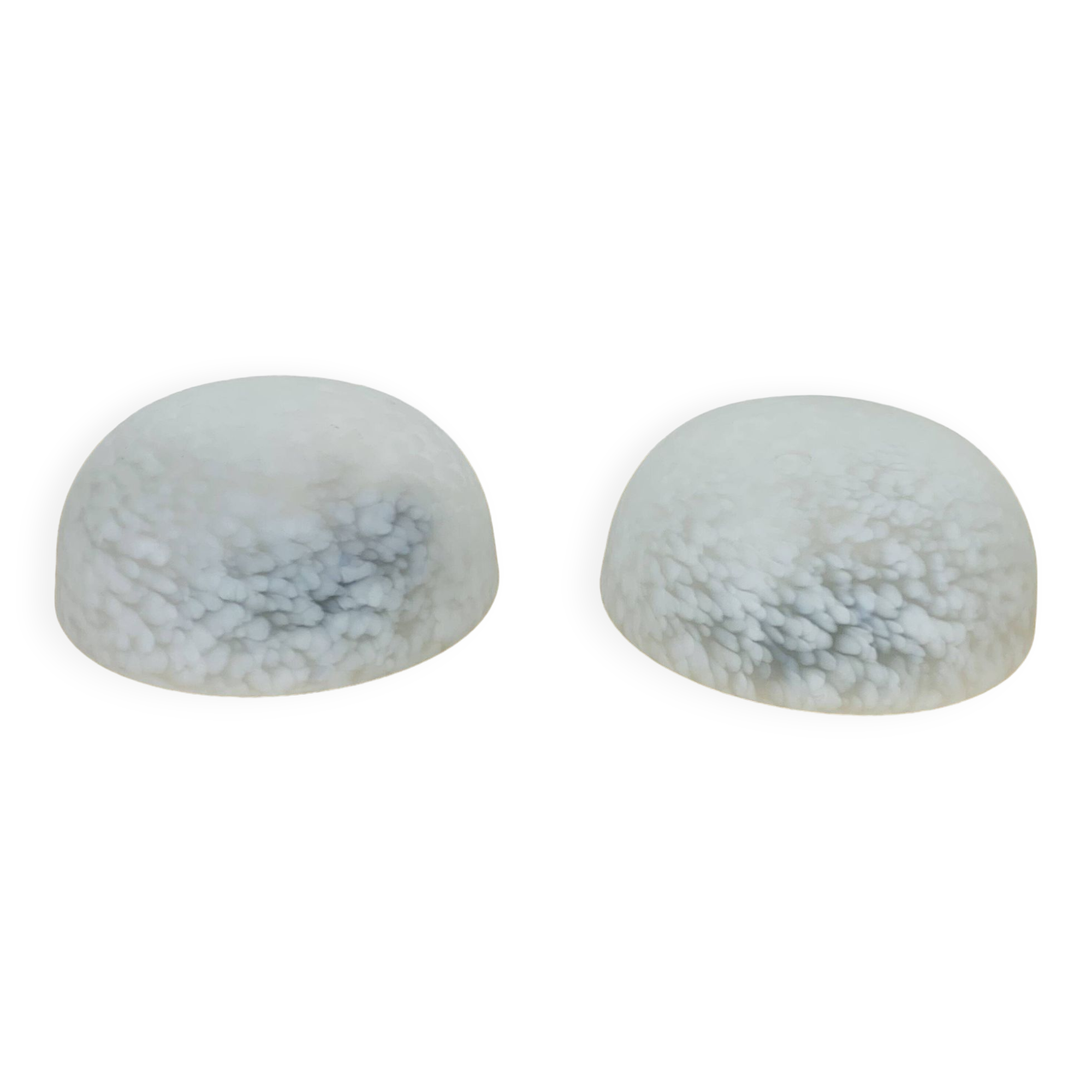 Pair of speckled glass wall lights from Vianne Domec half sphere