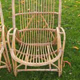 Set of 2 vintage armchairs shape basket in rattan I