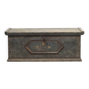 coffre de mariée peint - ancien