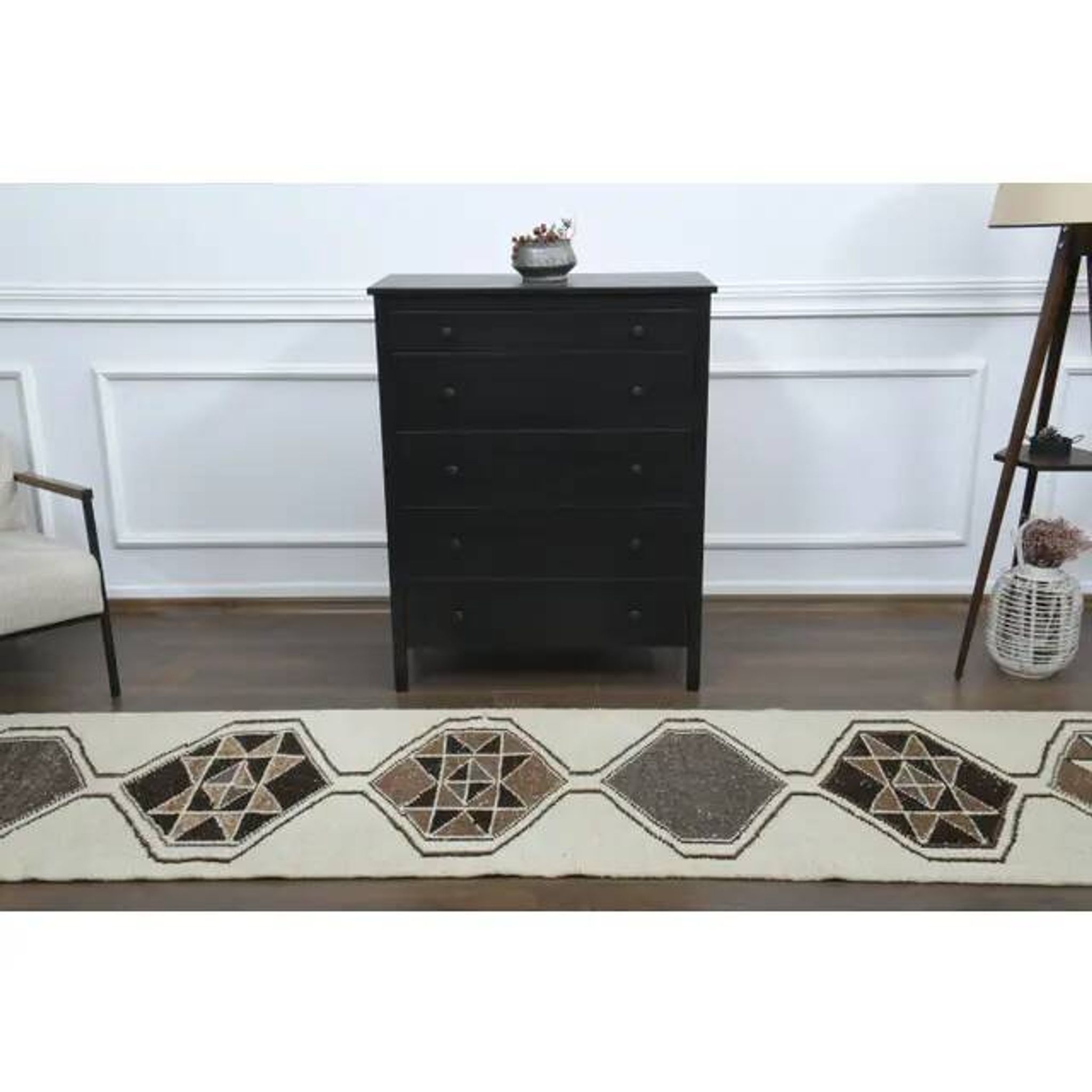 1970s Vintage Turkish Hand-Knotted Wool Cotton Beige Runner Rug 81x388
