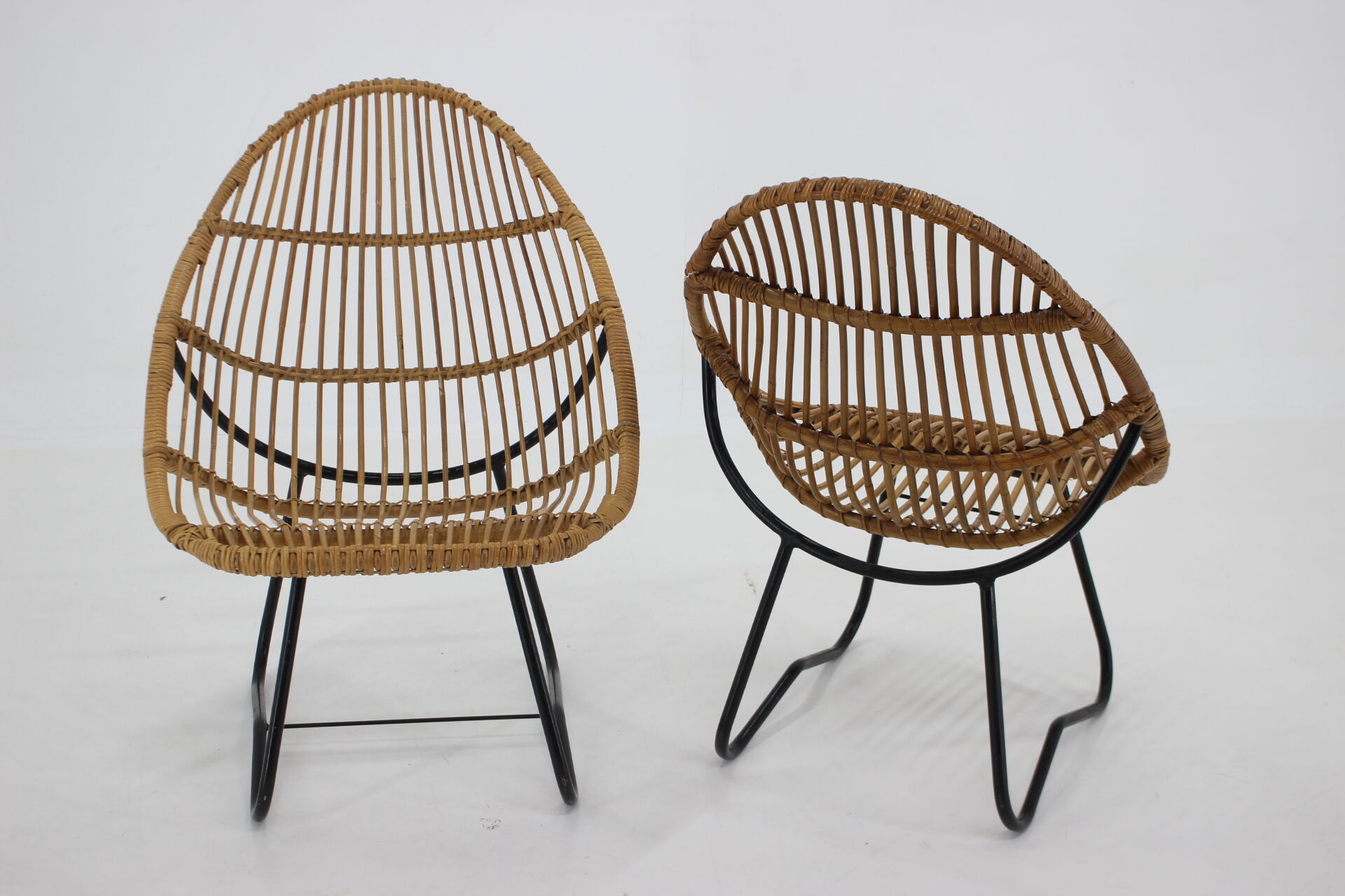 1960s Pair of Alan Fuchs Rattan Lounge Chairs by ULUV, Czechoslovakia
