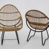 1960s Pair of Alan Fuchs Rattan Lounge Chairs by ULUV, Czechoslovakia