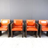 Vintage french armchairs in leather by Maison Vandamme, 1970s