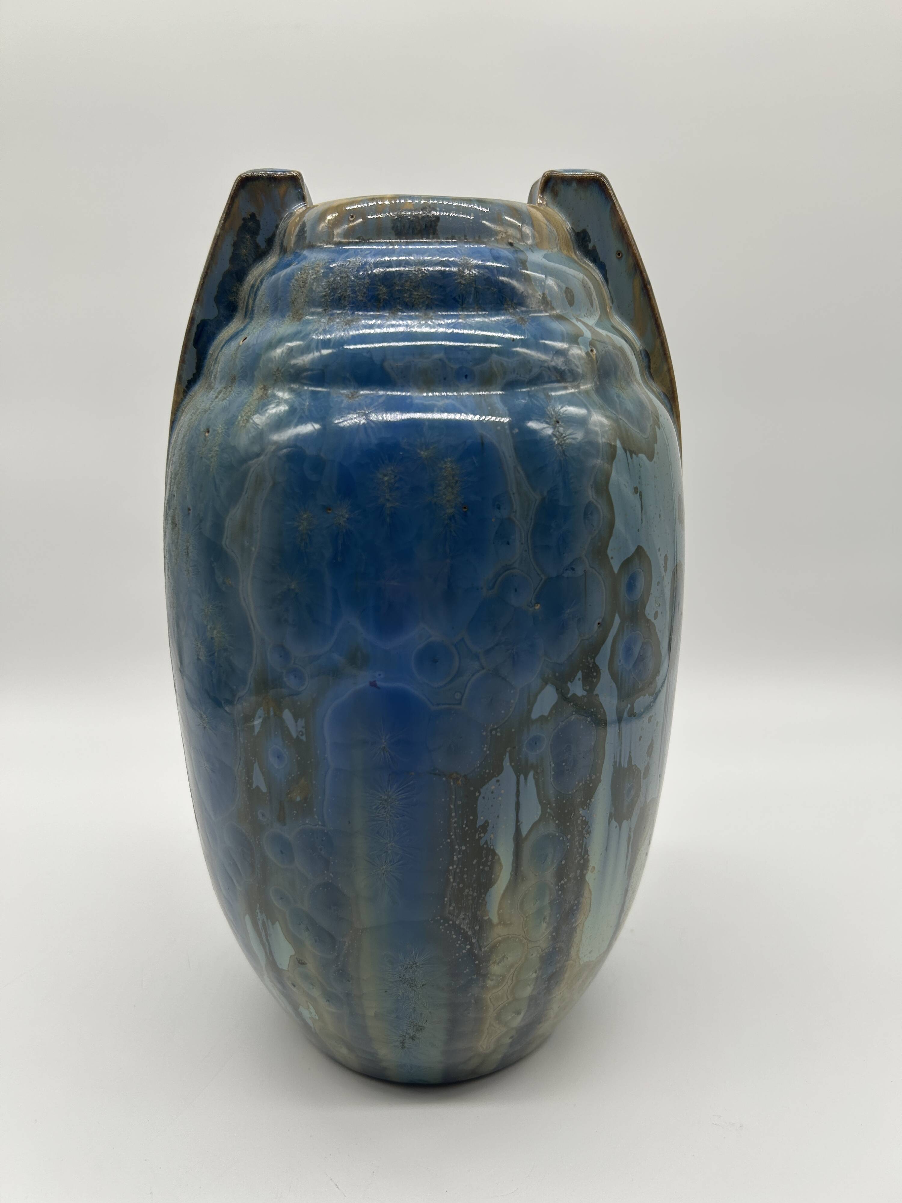 Vase art deco en grès émaillé de la manufacture pierrefonds
