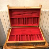 Solid wood silver cabinet with 5 drawers for 173 place settings, silver-plated metal, Solid silver