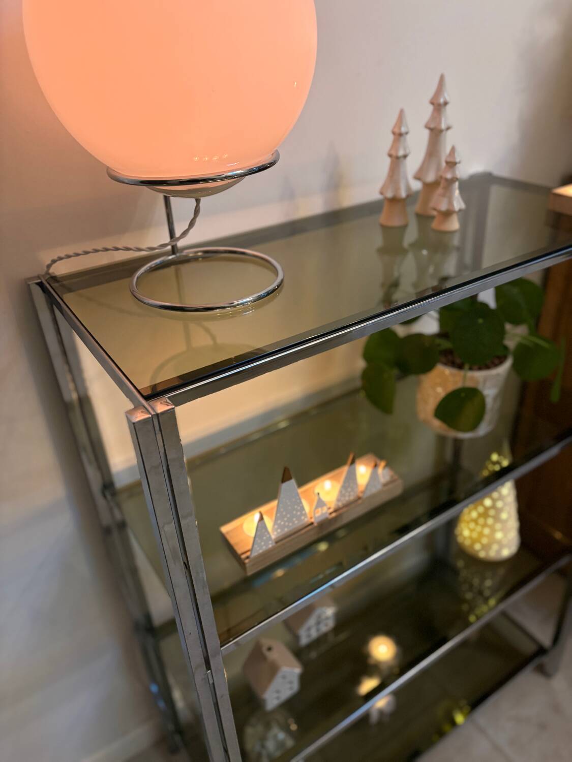Chrome and smoked glass shelf