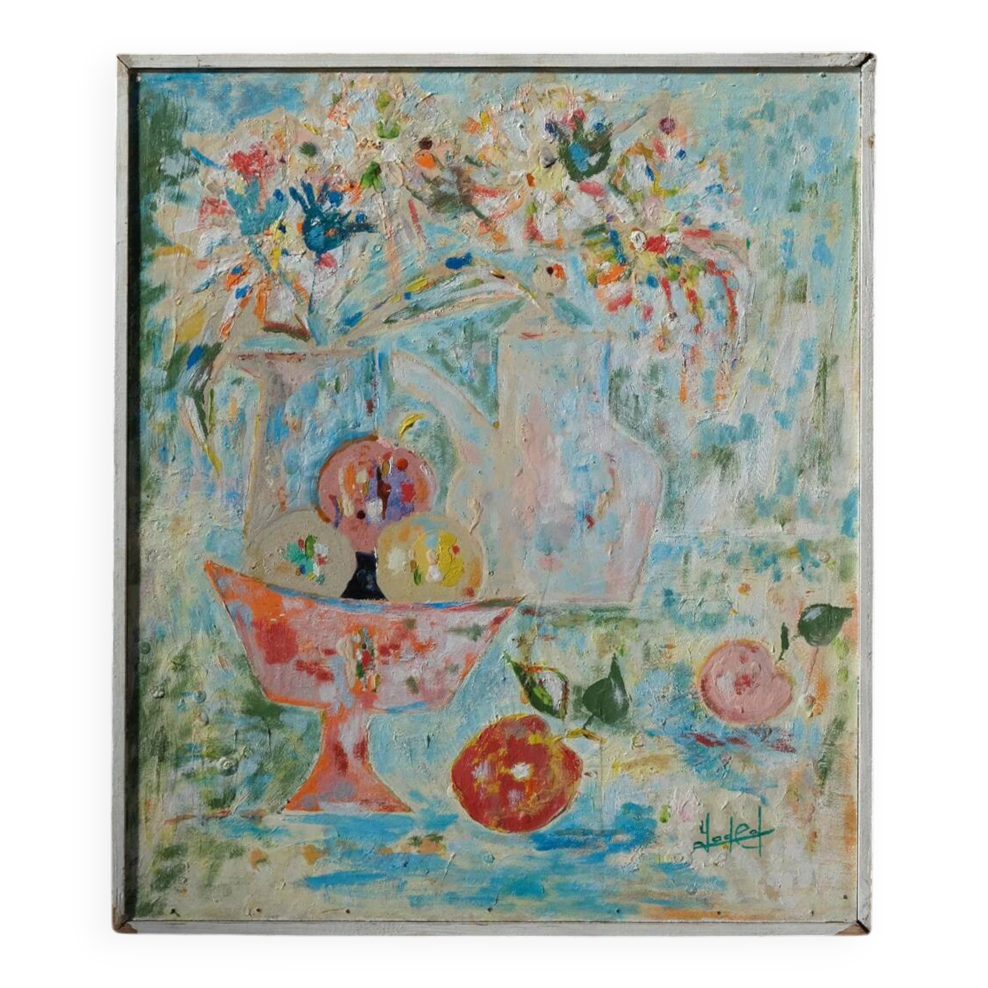 Still life with a bowl of fruit