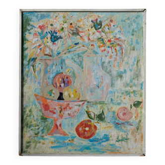 Still life with a bowl of fruit