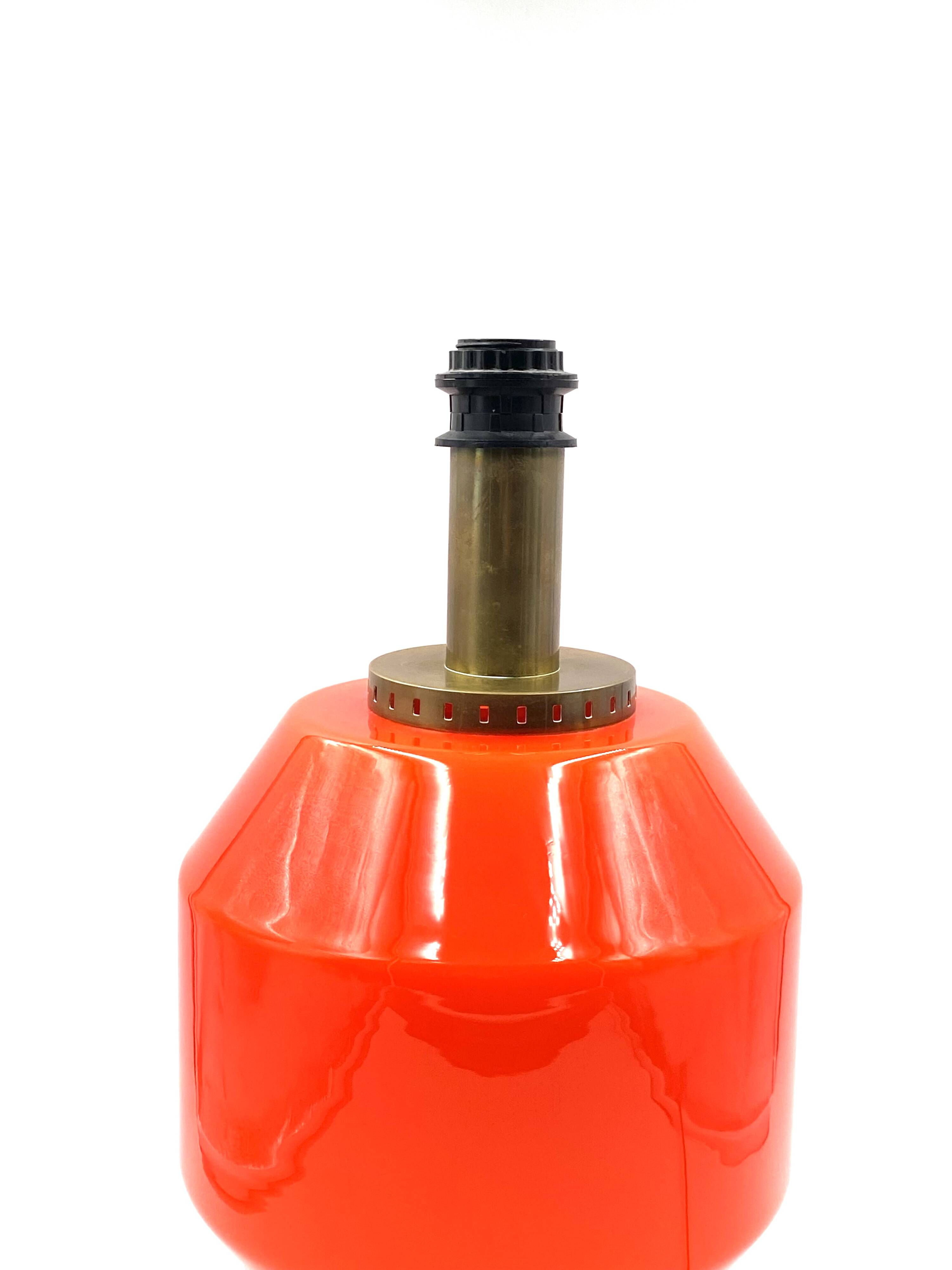 Space Age orange glass table lamp base, Italy 1960s