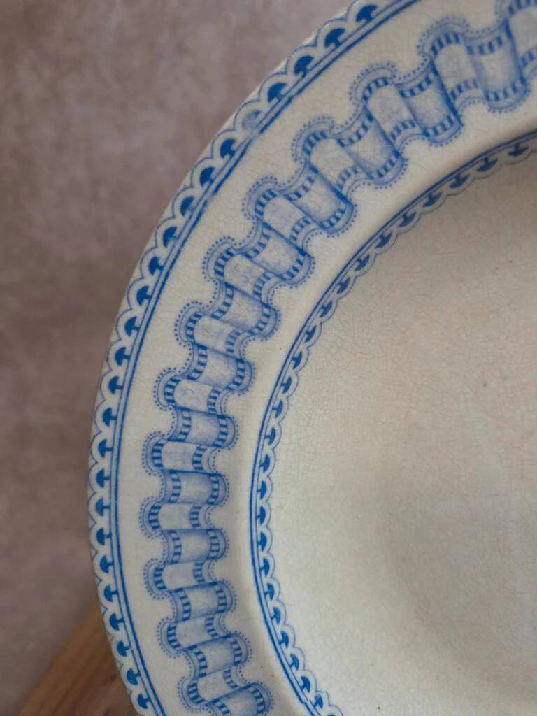 Large antique English deep plate B.p.w.&m. Milan – Ironstone