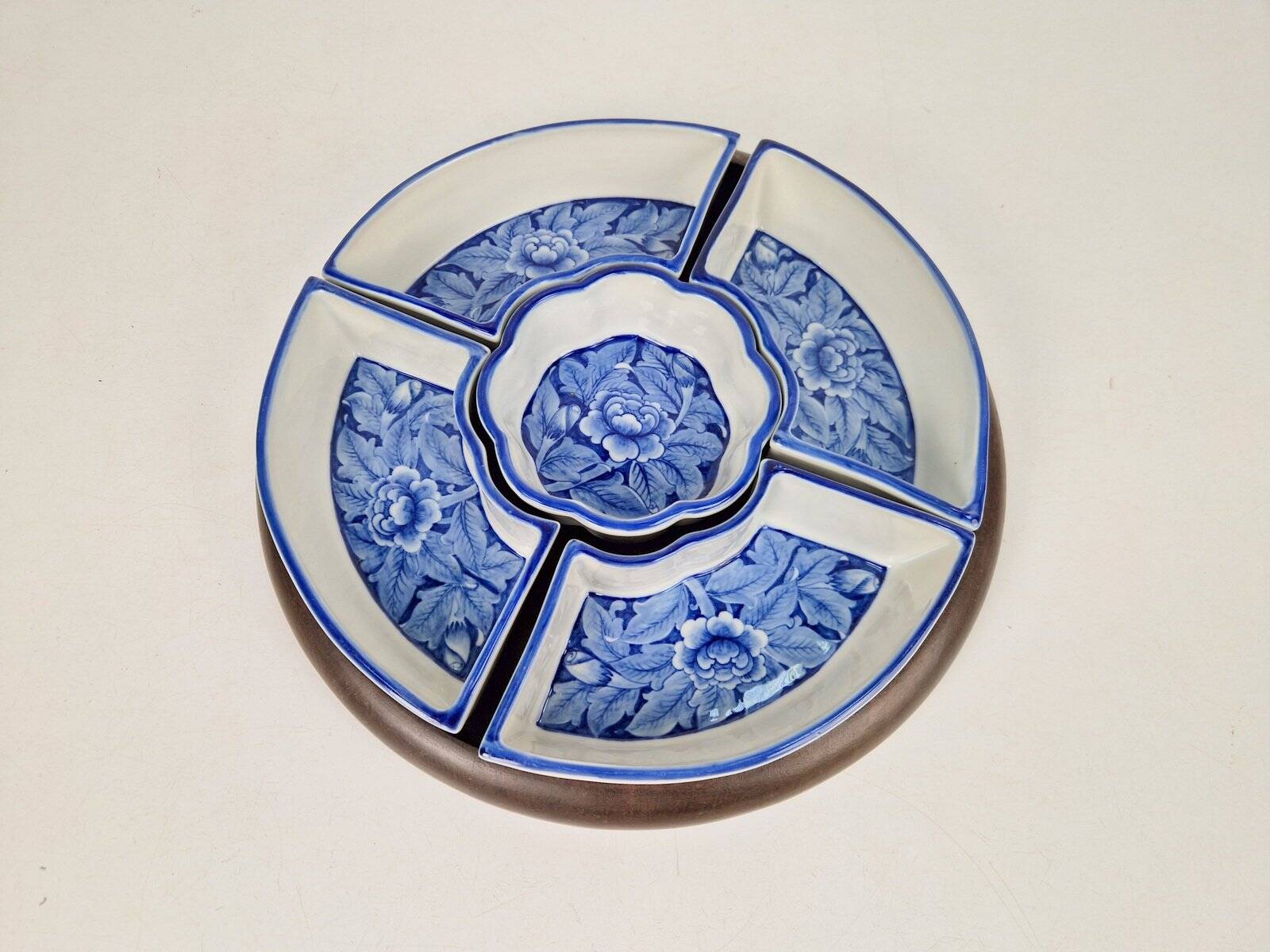 Vintage Chinese Blue Flower Porcelain Snack Bowl with Appetizer Bowls