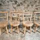 Ensemble de salle à manger rustique fait main avec table en chêne et frêne et 4 chaises, années 1960