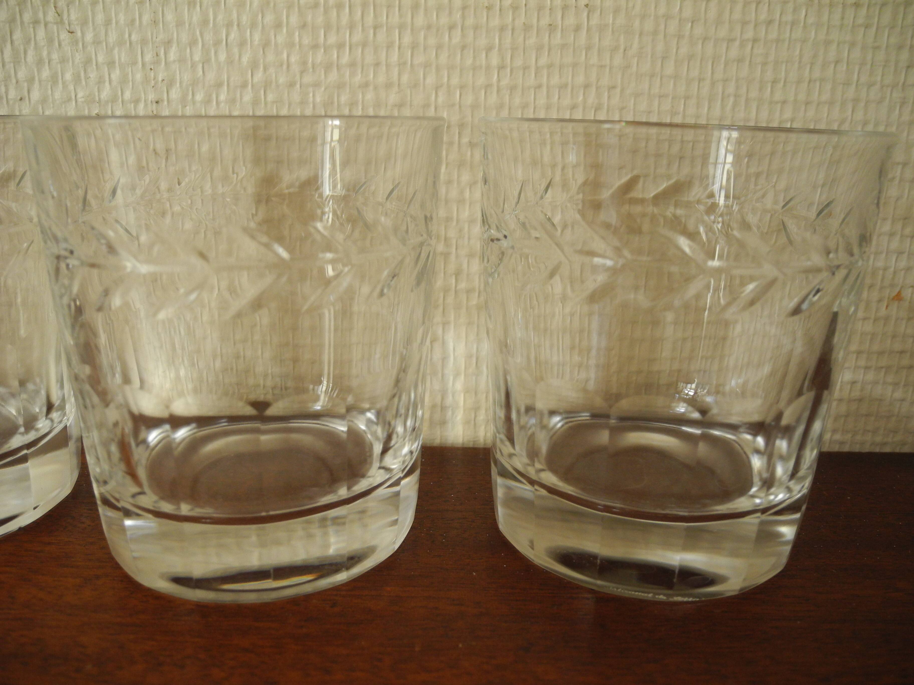 6 Lorraine crystal whiskey glasses vintage French crystal glasses service