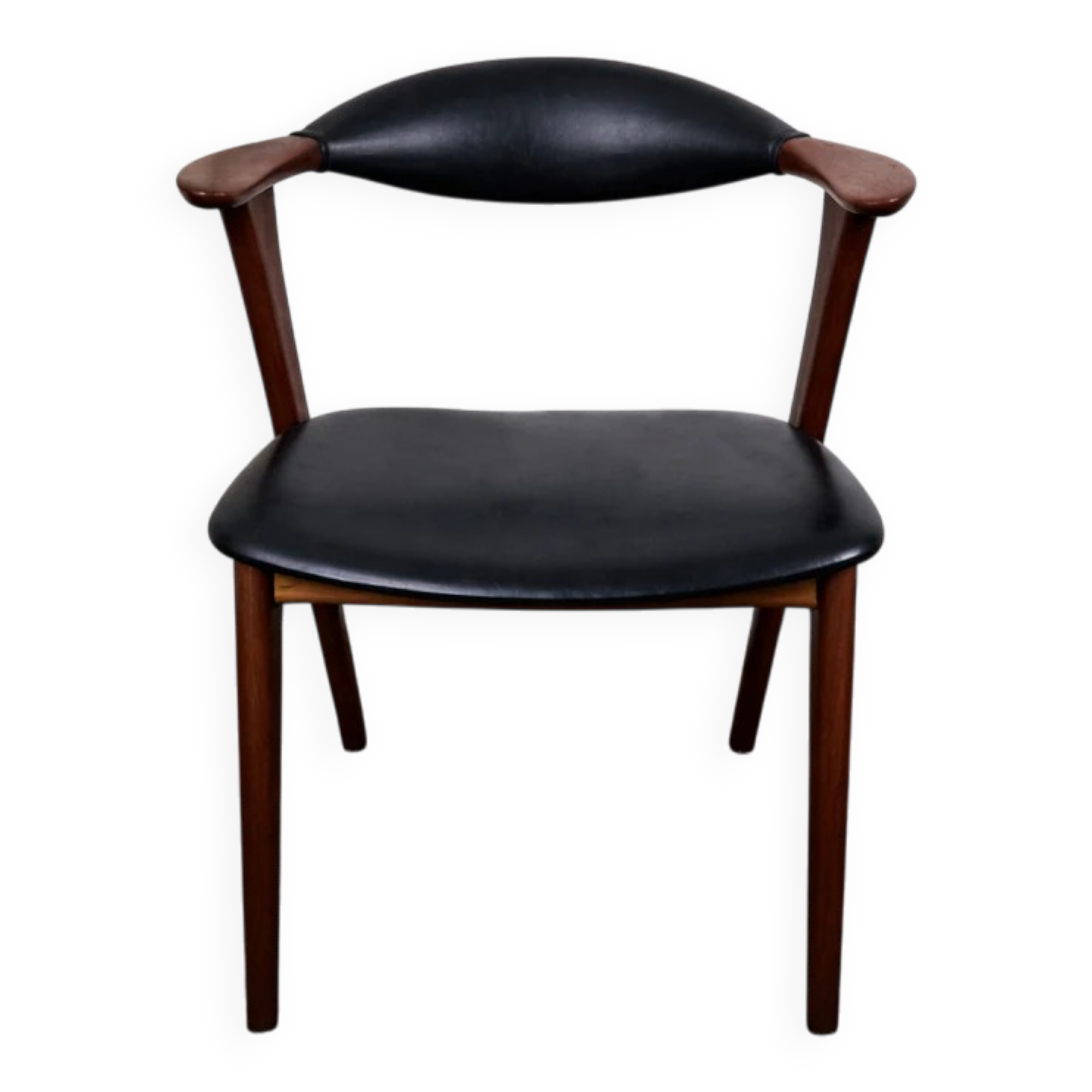 Chaise en teck et simili cuir, modèle 49 par Erik Kirkegaard pour Høng Møbelfabrik, Danemark, 1960