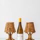 French Riviera Bamboo Rattan Table Lamps, Pair, Vienna Straw Shades, 1960s