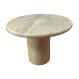 Round travertine coffee table