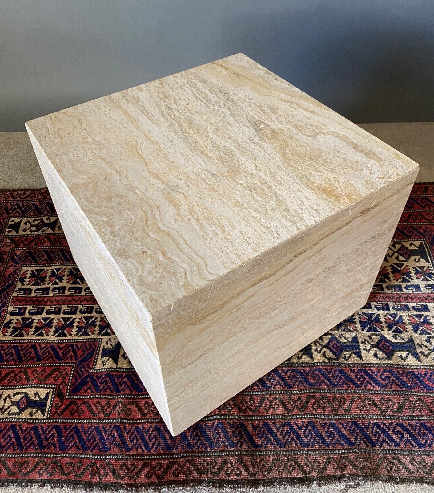 Base table shape square 1970 travertine on wheels french work